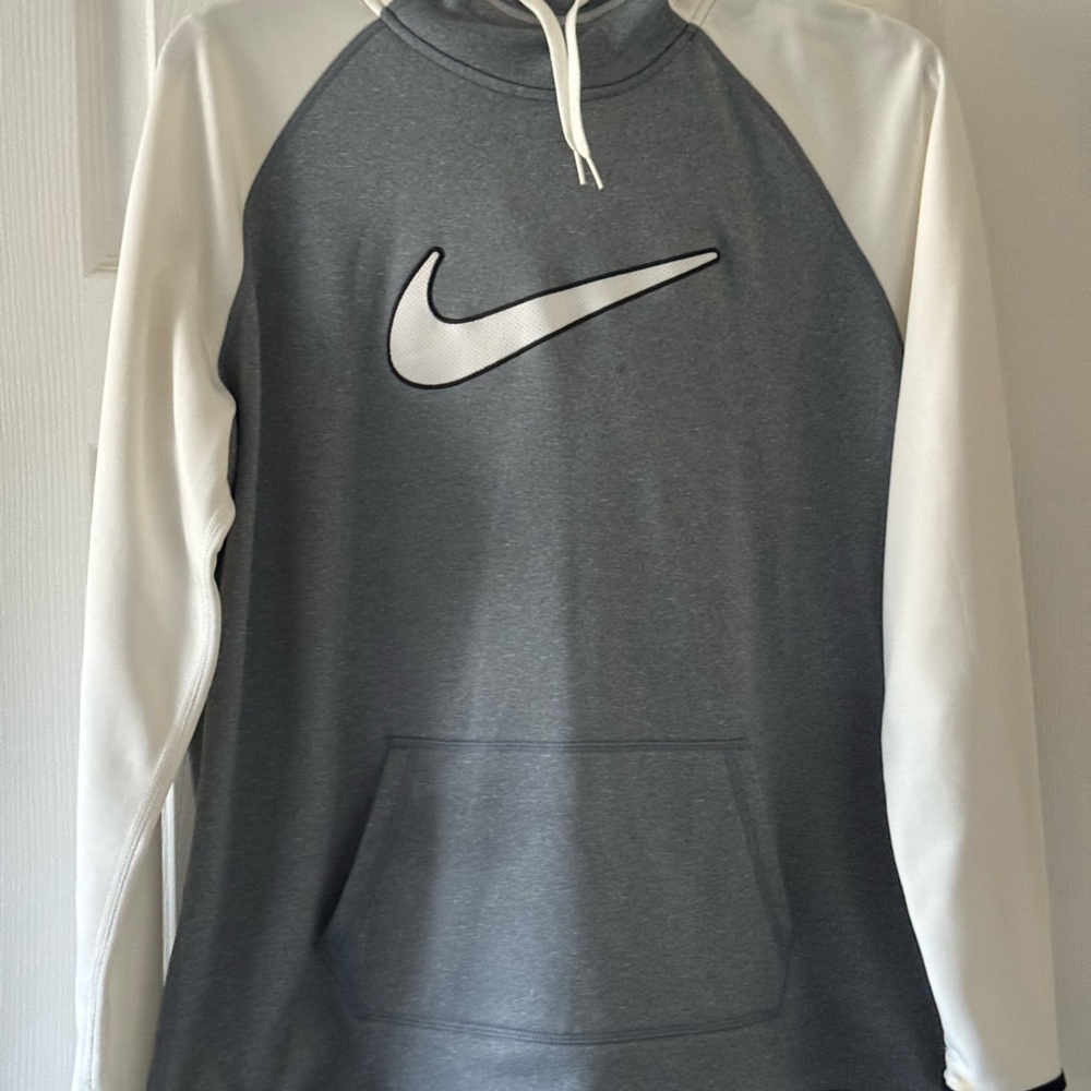 Nike Gray and White Women's Hoodie